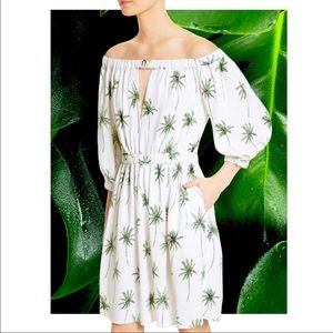 NWT Milly Palm Tree Print Off the Shoulder Resort Dress | Women’s Size 10
